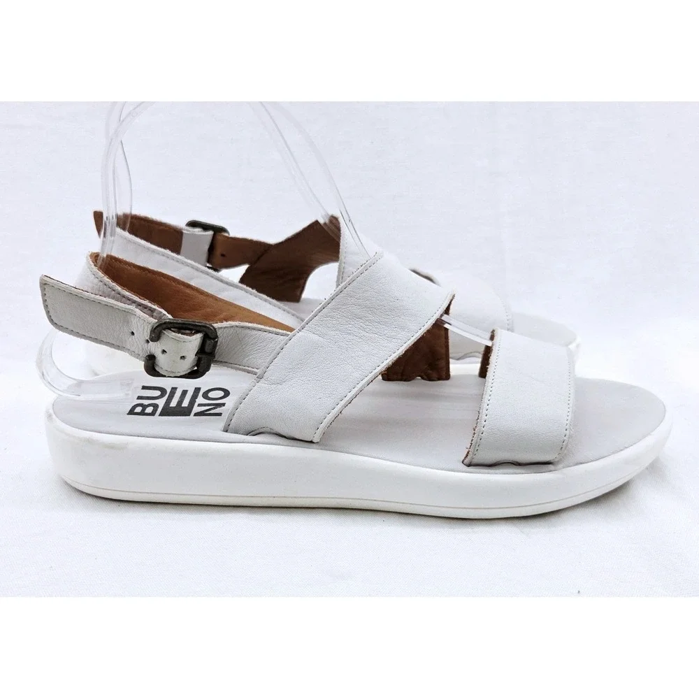 Bueno White Leather Slingback Sandals Womens - Size 8
